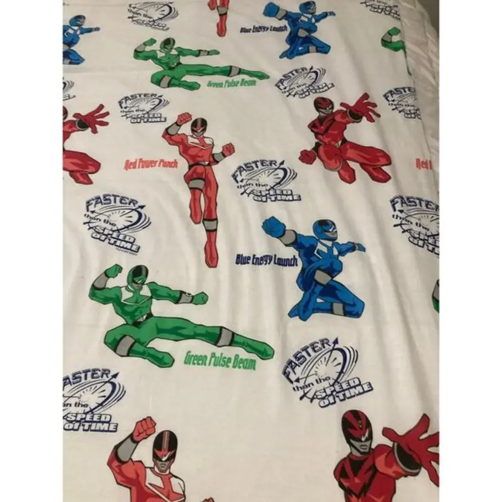 Vintage 2000 Power Rangers Twin Flat Sheet Kids Bedding Saban 62 x 98 Print